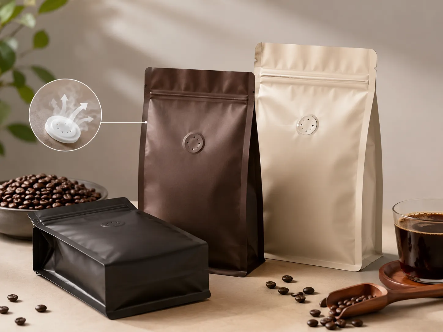 Emballage souple pour café en grains et moulu