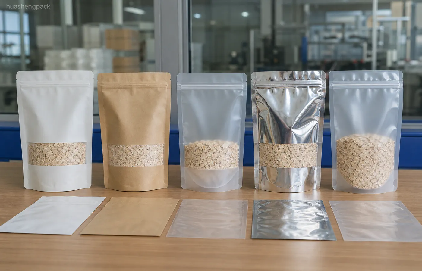 Oatmeal and Cereal Pouches: Transparent Barrier, Clear Windows and Matte Finish - construction detail Oatmeal and Cereal Pouches: Transparent Barrier, Clear Windows and Matte Finish - construction detail