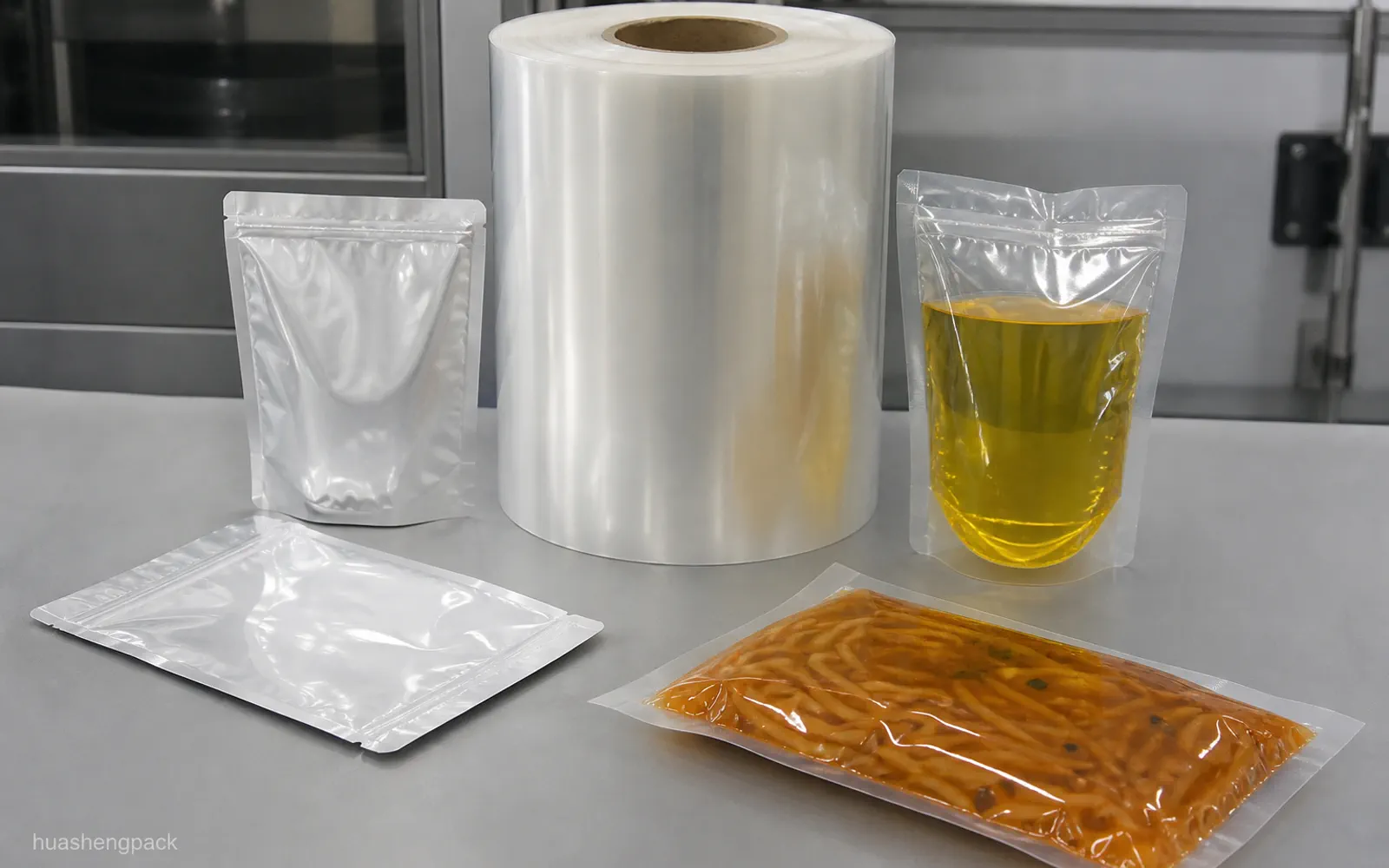CPP film rolls with food pouch and retort pouch samples
