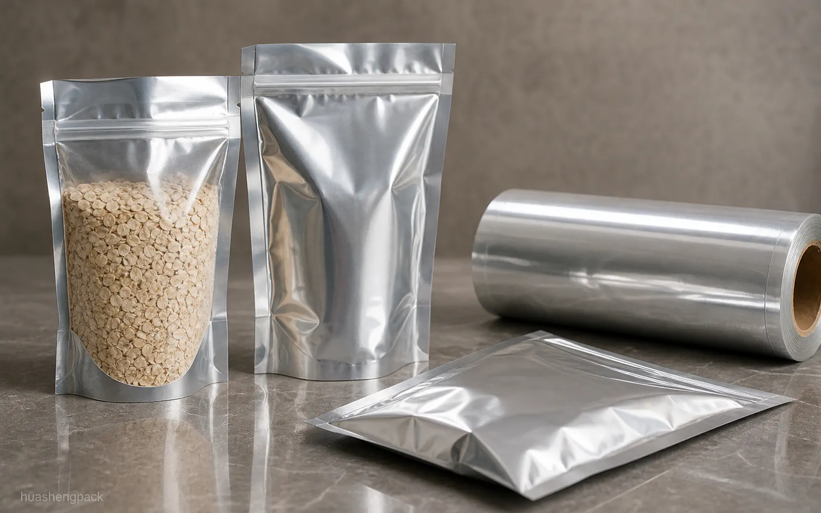 PET aluminum foil PE laminate roll with opaque pouch samples