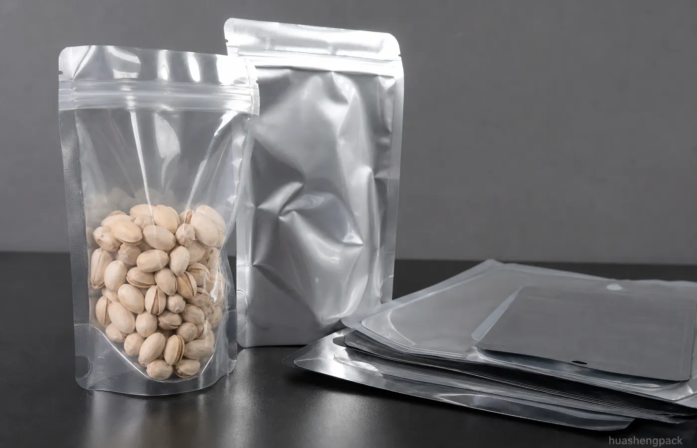 PET aluminum foil PE laminate roll with opaque pouch samples material structure comparison