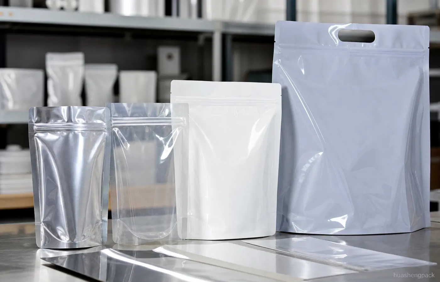 Clear PET PE laminate roll with printed dry food pouch samples material structure comparison