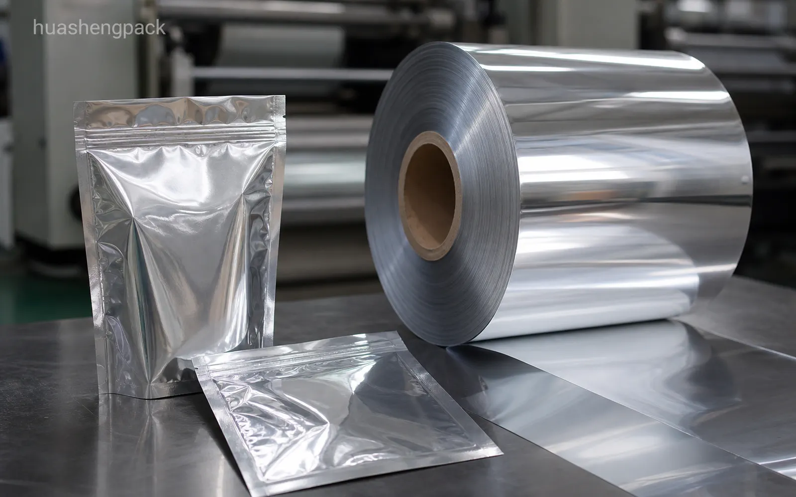 VMPET metallized film rolls with coffee snack and pet food pouches