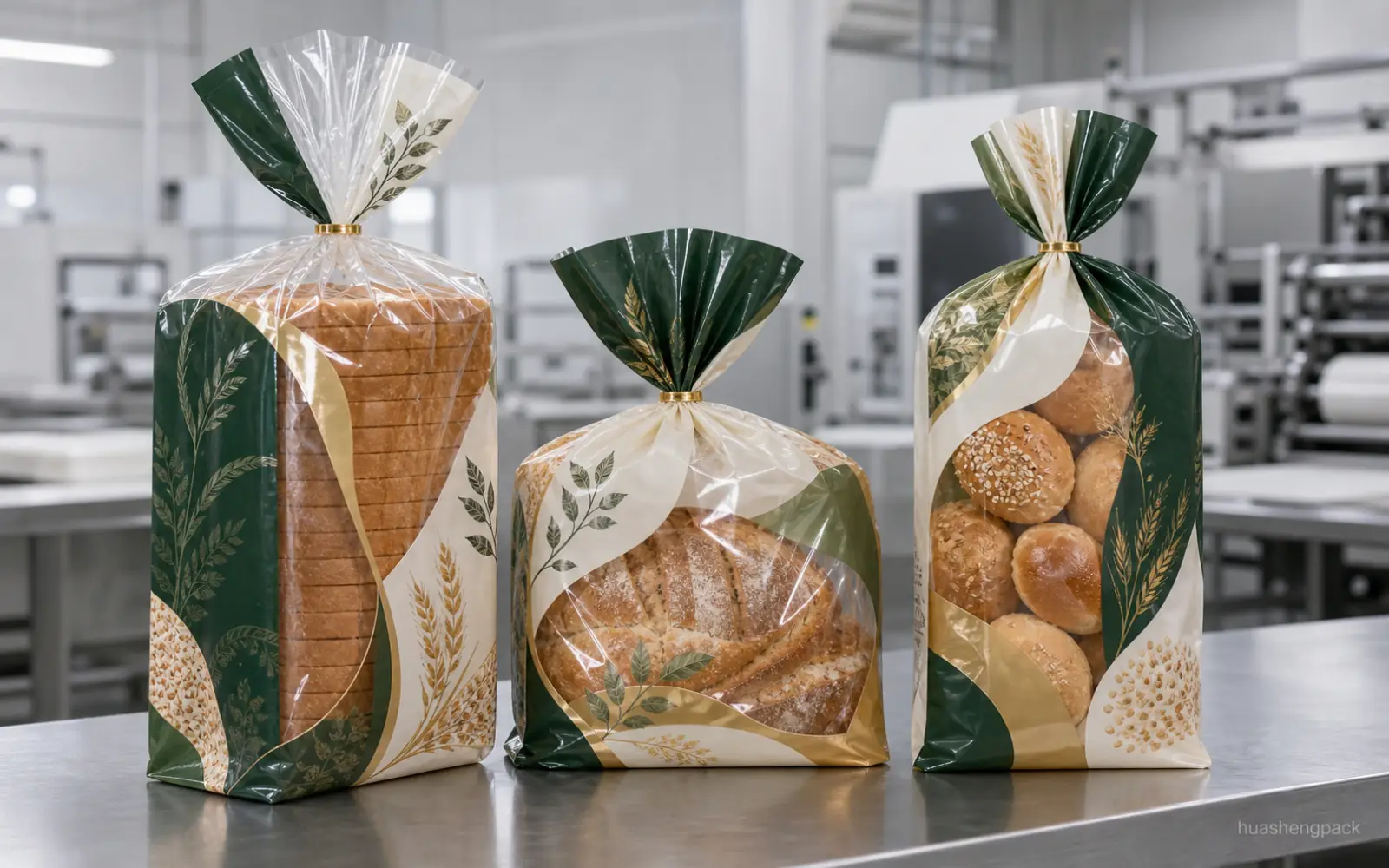 Custom printed bread packaging bag with window for bakery products
