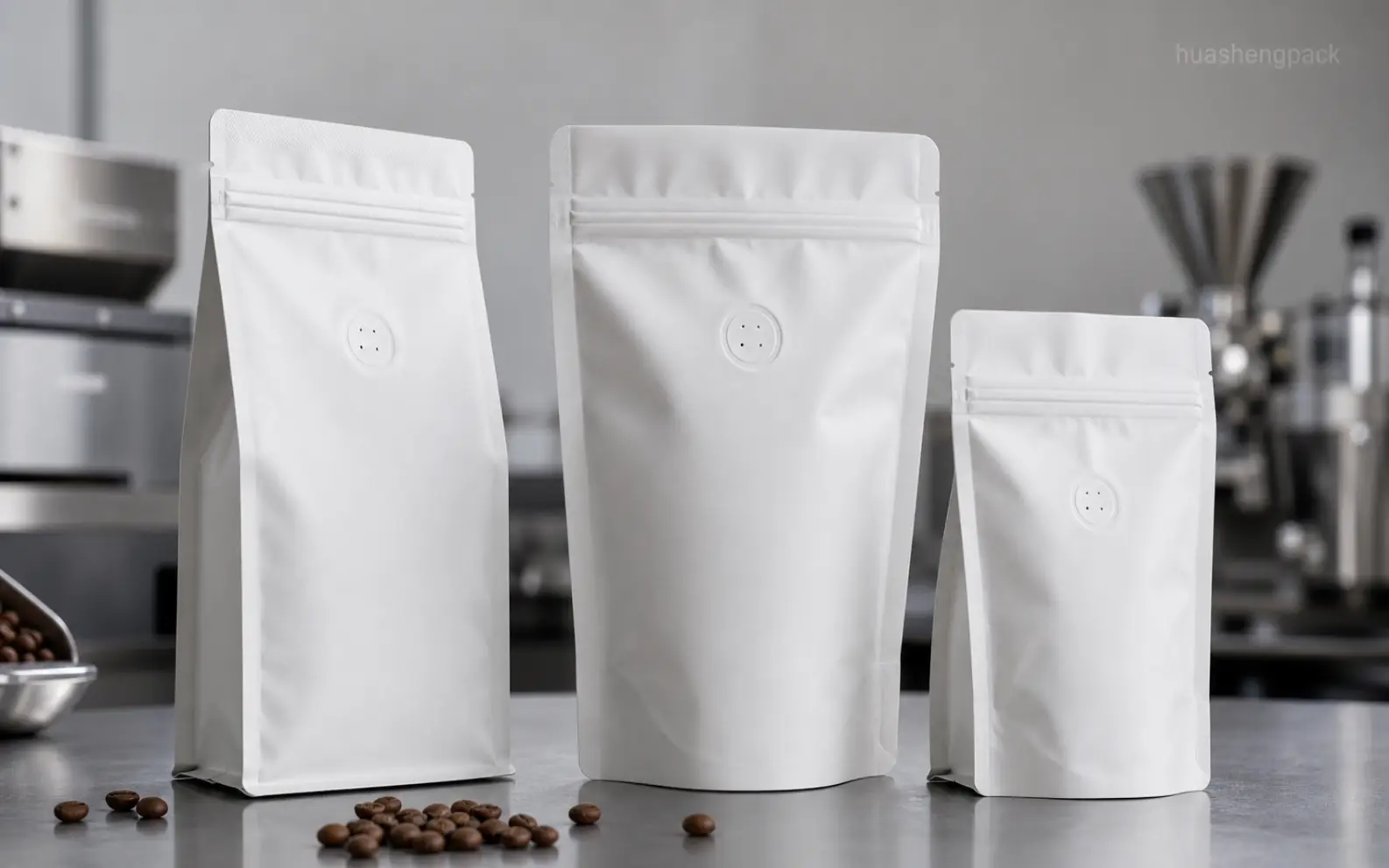 Coffee bag with one-way degassing valve and resealable zipper