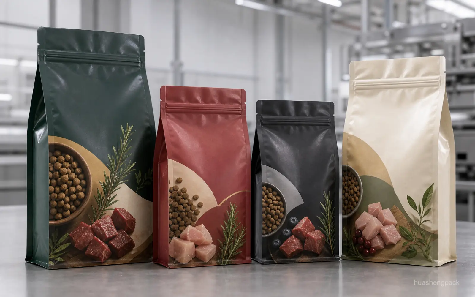 Heavy-duty pet food packaging bag with resealable zipper and high barrier