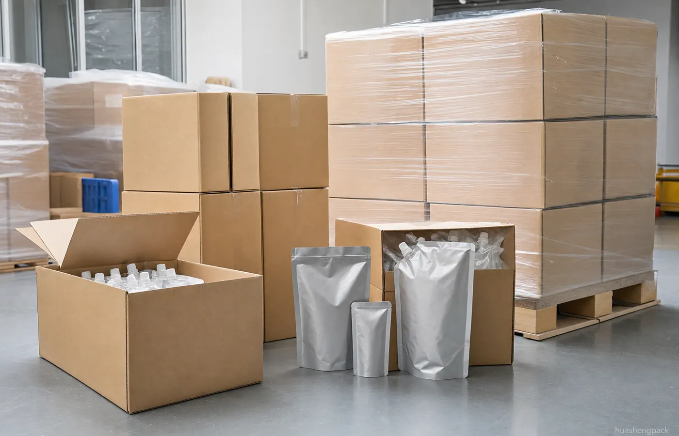 Retort Pouch - packing and pallet scene
