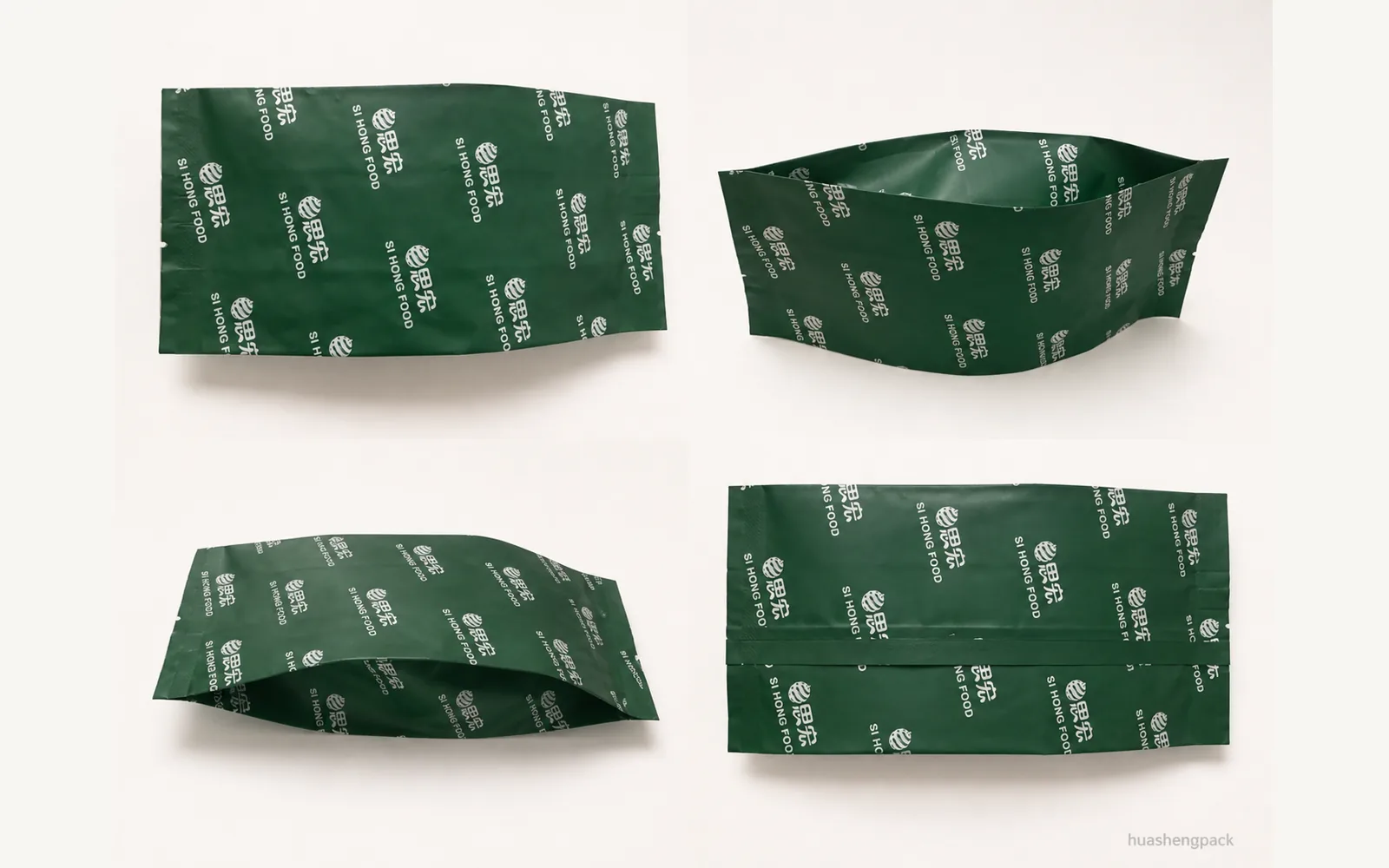 Printed formed back-seal sleeve sample shown from front, open-end and rear longitudinal-seam views