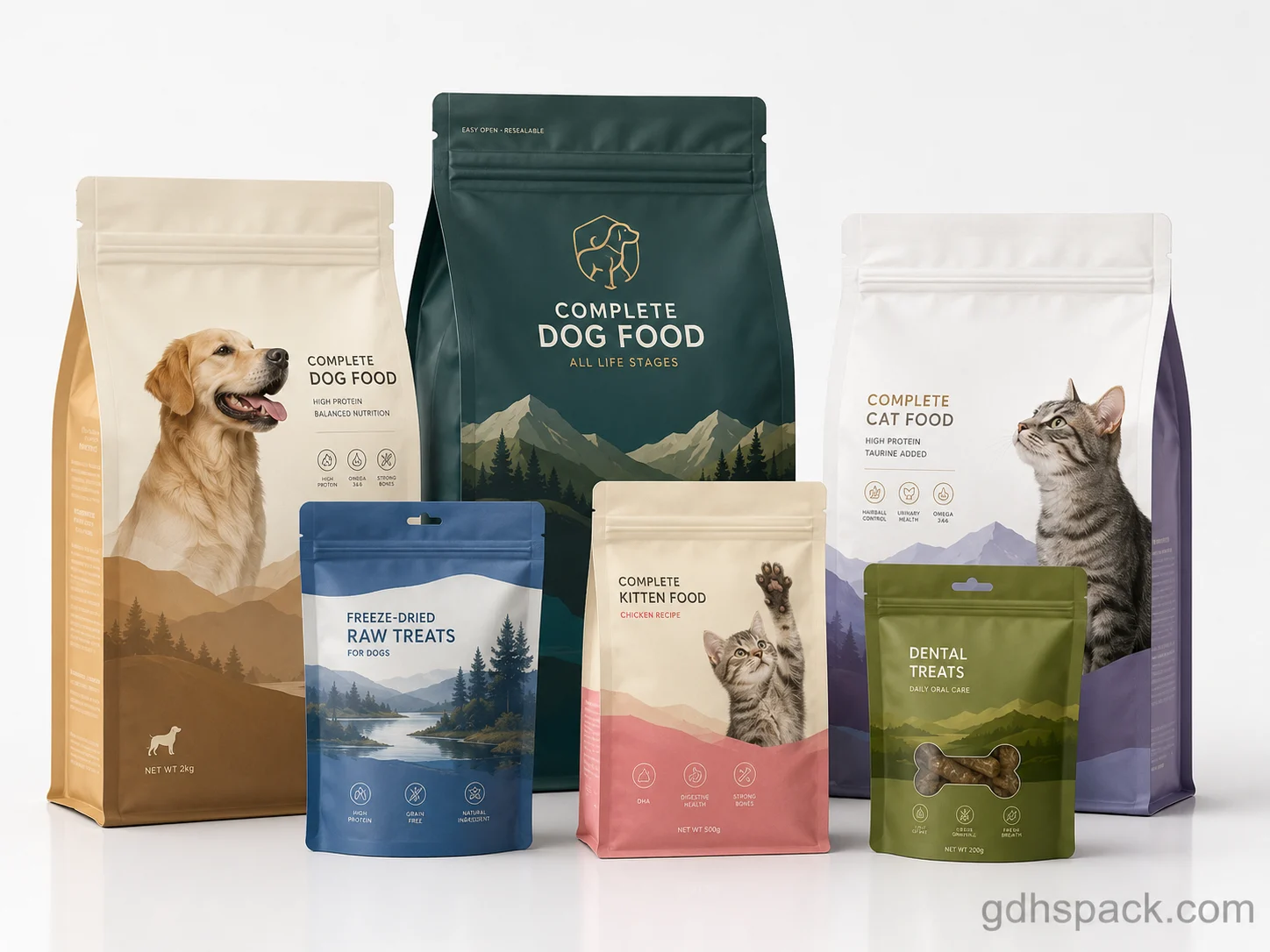 Heavy-duty pet food packaging bag with resealable zipper and high barrier